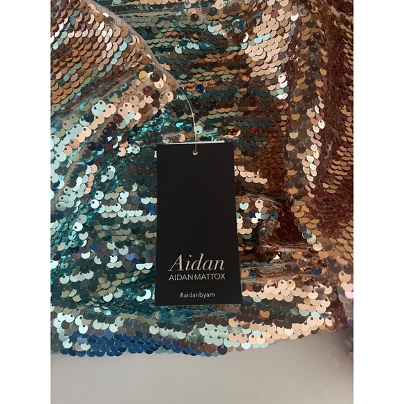 Aidan Mattox Sequin Party Long Sleeve Dress Size 4 Ombre Rose Gold Mini NWT‎ - Picture 7 of 12